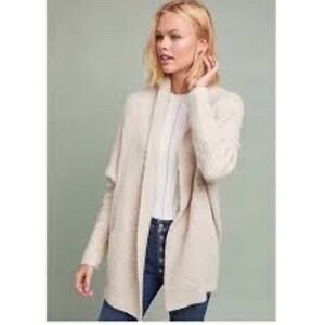 Sleeping on Snow‎ Anthropologie Knit Cardigan Open Front Cozy Soft Beige S